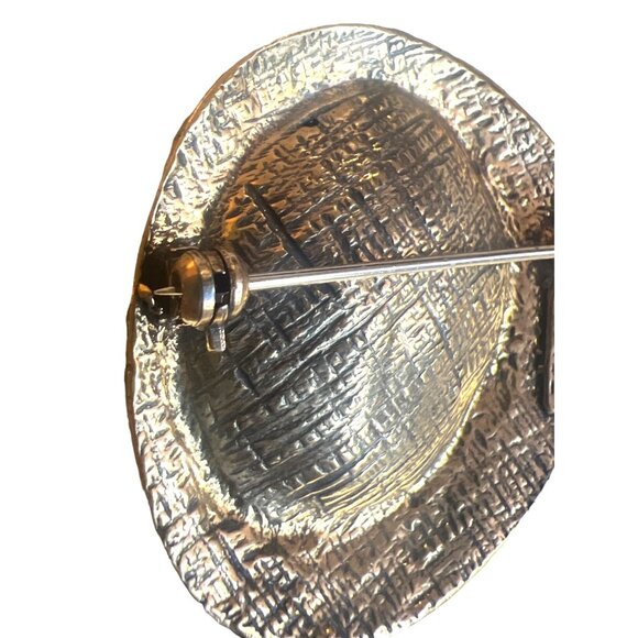 Vintage Zentall Turquoise Gold Tone Brooch Style Mid Century Modern Atomic - Picture 5 of 6